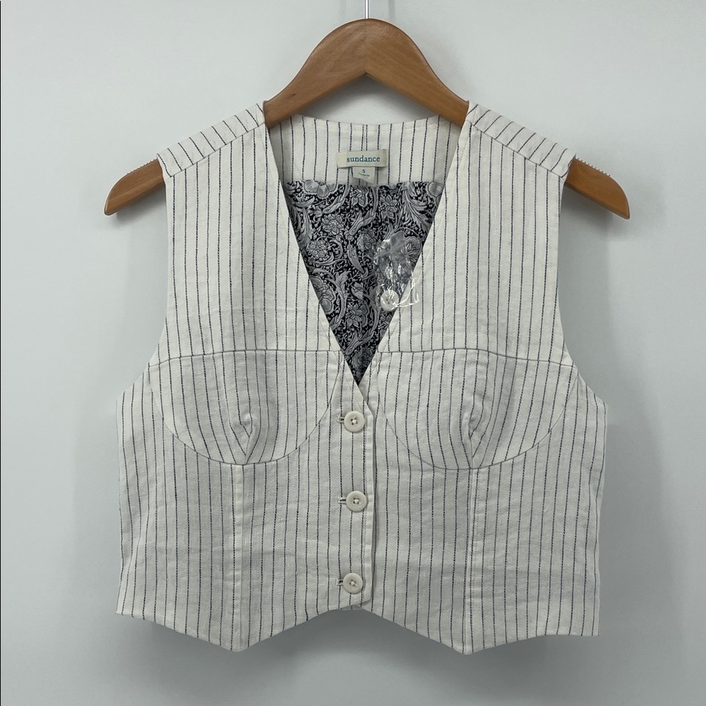 Sundance Pinstripe Vest in White S A19